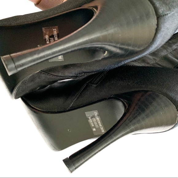 Black Satin Corset Lace-up Heeled Boots Sidezip 8 - Picture 14 of 15